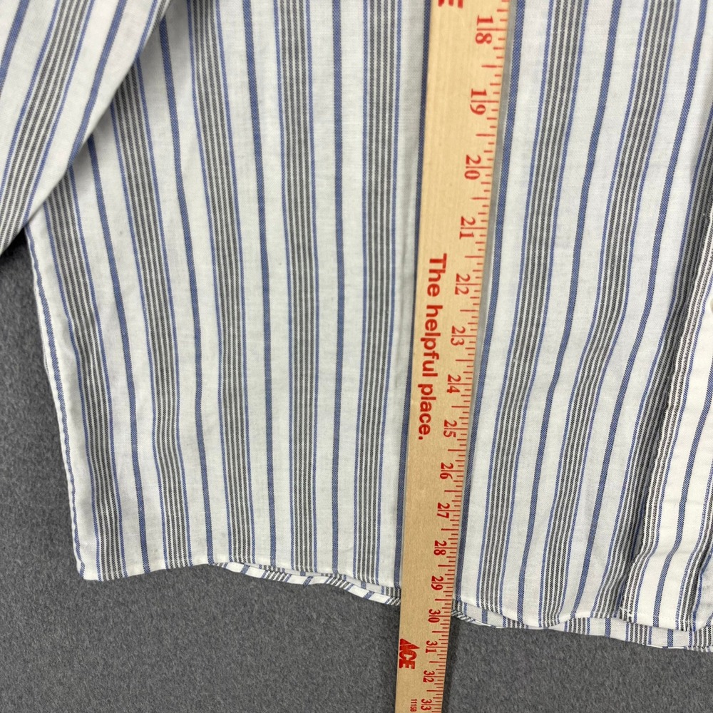 The Arrow Company Button Down Mens 17.5 32/33 White Blue Striped Oxford Shirt - Picture 9 of 15